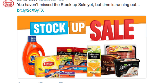 Jewel-Osco 'Stock Up Sale' Twitter Update
